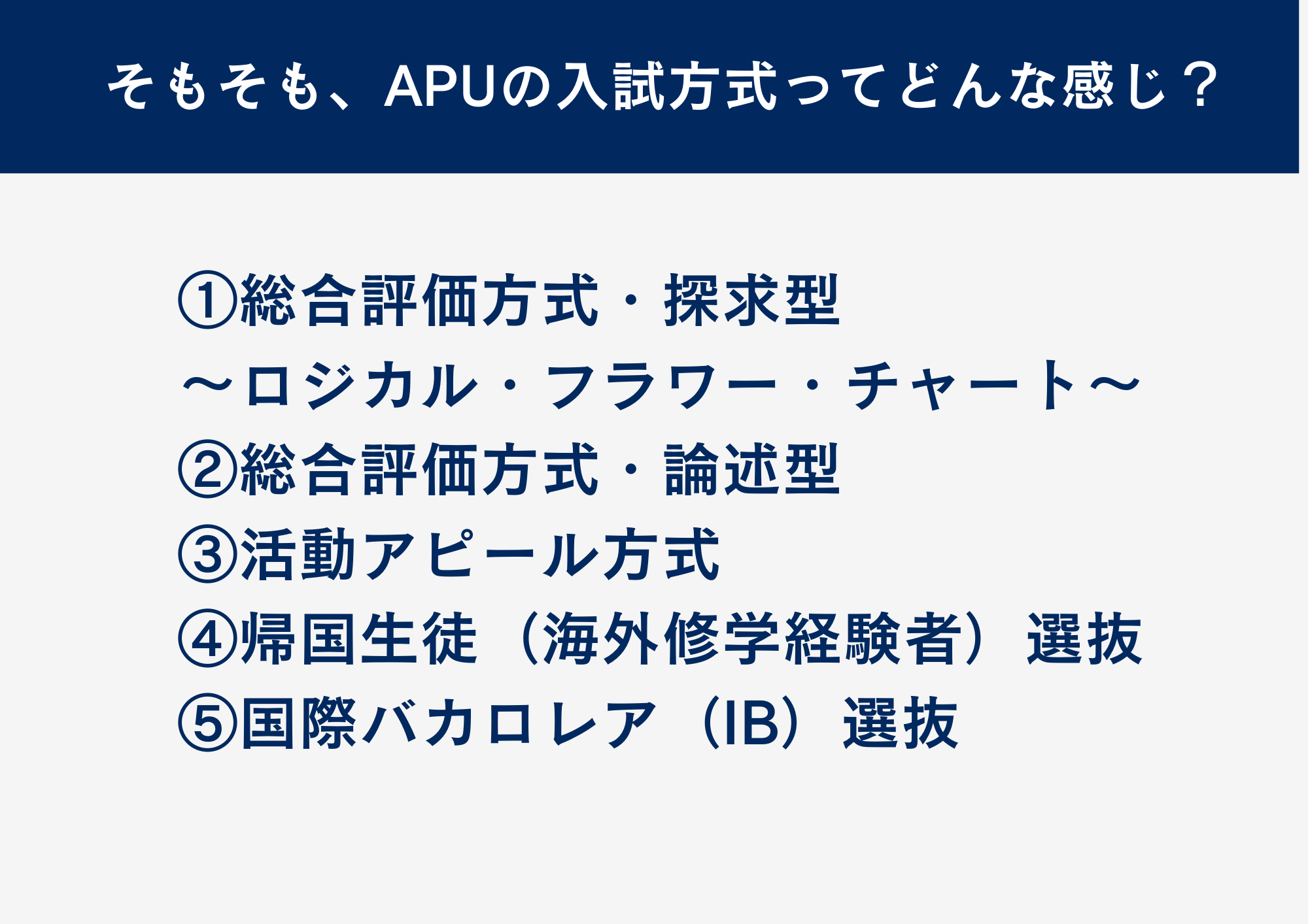そもそも、APUの入試方式ってどんな感じ？