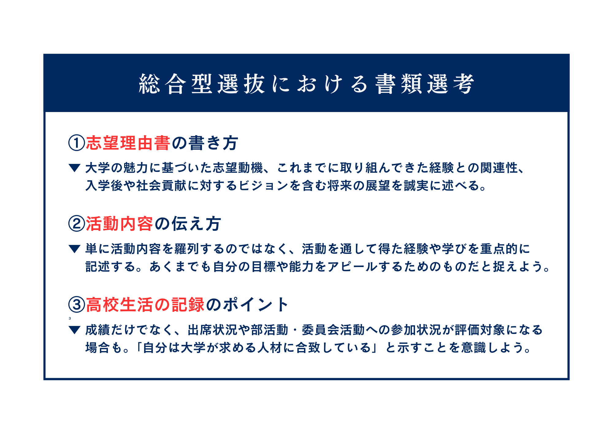 総合型選抜における書類選考